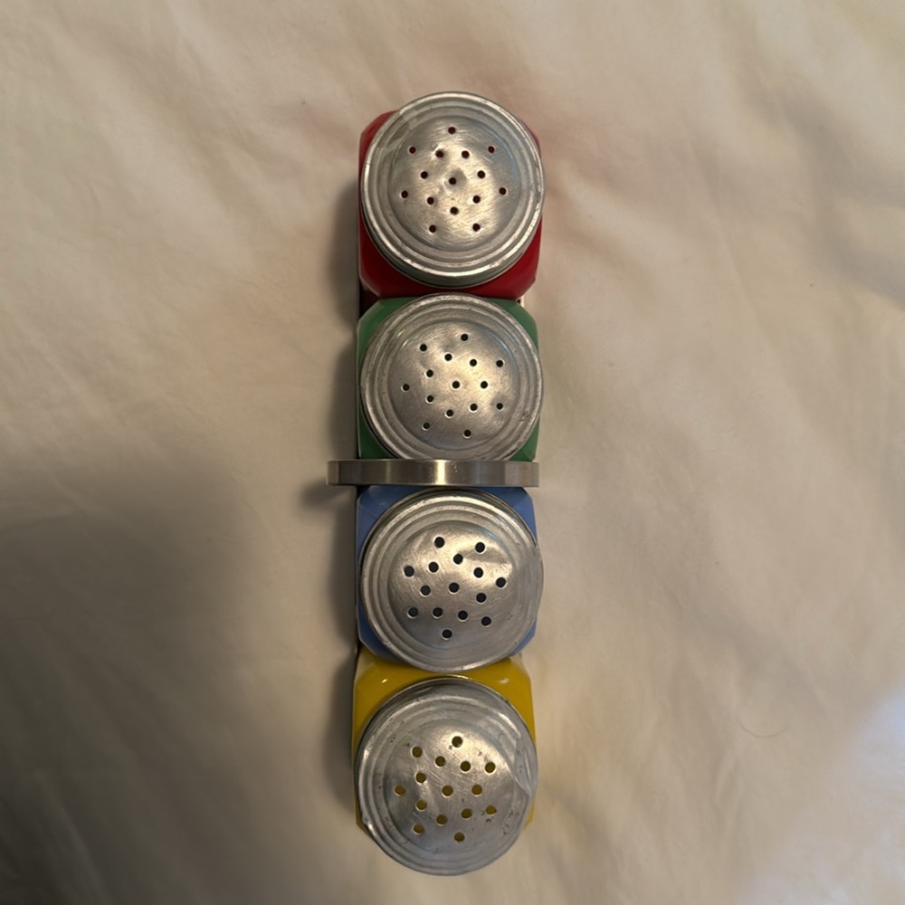 Colorful Vintage Dutch Spice Shakers Set by Hazel Atlas - Picture 3 of 3